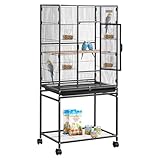 VEVOR Vogelkäfig, 625x425x1370 mm, Vogelvoliere aus Schmiedeeisen mit Sitzstangen, Schale & Kunststoff-Futternäpfen, Rollen, Vogelhaus für Papageien, Blaumeisen, Nymphensittiche & Kanarienvögel