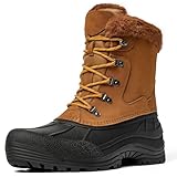 Kelway Winterstiefel Herren Wasserdicht Winterschuhe Herren Schneestiefel Winter Boots Outdoor Schneeschuhe für Wandern Arbeit Camping, Braun 44