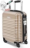 KESSER® Handgepäck Reisekoffer Hartschalen-Koffer Inkl. Kofferwaage + Gepäckanhänger | Trolley Gepäck Rollkoffer Zahlenschloss 4 Rollen ABS Teleskopgriff | 55x40x25cm / 55 Liter Champagne