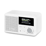 MEDION S66822 Tragbares Mini DAB+ Radio mit Bluetooth (Akku mit bis zu 6,5 Stunden, klein, dimmbares Farbdisplay, Teleskopantenne, Sleeptimer, Wecker, Snooze, AUX, USB-C) weiß