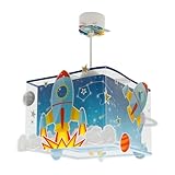 Dalber Lampe kinderzimmer, kinderlampe Pendelleuchte Hängelampe, Deckenleuchte Kinder, Deckenlampe kinderzimmer Rocket Raum Rakete Sonnensystem, 63352, E27