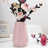 1 Stück Geometrische Keramikvase, Moderne Pflanzen Personalisierte Blumenvase, Nordic Home Kreative Vasen, Kunststoffvase für Blumen, für Zuhause, Küche, Büro (Rosa)