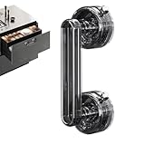 Glastürgriff mit Saugnapf – Duschgriffe für Senioren, Haltegriff für Badewannengriff ohne Bohren | Badezimmer-Schiebetür mit kostenloser Bohrung, Streifen