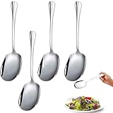 SUpoetry 4 Stück E-delstahl Rostfrei Poliert Löffel, Servierlöffel Aus Edelstahl, Salatbesteck Edelstahl 21 cm, Löffelideal Zum Portionieren Von Speisen In Restaurants Und Bei Familienfeiern (Silber)