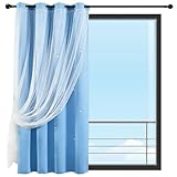 GAIFNAG Gardinen mit Kräuselband Vorhang 120 x 200 cm Weicher, Sichtschutzvorhänge, Lichtabdunkelung, Hitzebeständig, Fensterbehandlung Gardine Vorhänge mit Ösen für Kinderzimmer, Blau