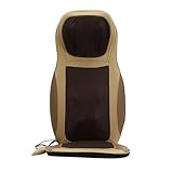 Konfiur 70W Ganzkörper Massagesitzauflage, 220V Shiatsu Massagematte Nackenmassagegerät Rückenmassagegerät, 60 * 71CM Elektrisch Massagematte für Nacken Rücken (Beige)