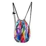 YoungRich Mermaid Pailletten Rucksack Tasche Mode Sporttasche Glitzer Rucksack Pailletten Tasche Tunnelzug für Rucksack Mädchen Bunt