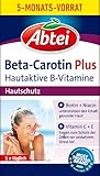 Abtei Beta-Carotin Plus – Für den Erhalt gesunder Haut – Glutenfrei, Laktosefrei – Vorratspackung – 150 Kapseln für 5 Monate