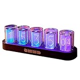 GUAZI STORE Imitation Nixie Tube Clock RGB Creative Clock 16 Million Colors, Mode Adjustments with Gift Box Packaging Can Be Used for Gifting, Decorating Desktop