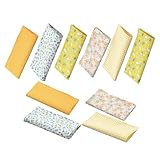 Asukohu Taschentücher mit Blumendruck, für Erwachsene, Unisex, Einstecktuch, vielseitig verwendbar, hochsaugfähig, Schweiß-Wischtücher, 10 Stück, traditionelles Taschentuch, Gelbe Serie, One size