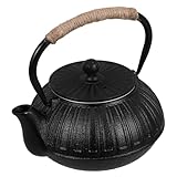 VALICLUD Gusseiserne Teekanne mit Teesieb Japanischer Stil Teekessel zum Wasserkochen und Teeaufbrühen Schwarzer Gusseisenkessel mit Integriertem Filter für Reinen Teegenuss
