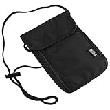 Brustbeutel mit RFID Schutz, Anti-Diebstahl Unisex Reisegeldbeutel, Wasserdicht Schwarz Handy Umhängetasche Herren, Brustbeutel Jungen für Passport,Kreditkarten,Smartphone,Münzen,Geld (schwarz)