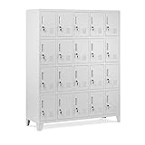 Domator Umkleideschrank 5B4A Fächerschrank Schließfachschrank mit 20 Fächern Wertfachschrank Metall Pulverbeschichtung 172 cm x 136 cm x 45 cm (H x B x T) (Grau)