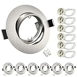Wondlumi 6er Set LED Einbaustrahler Rahmen GU10 Einbauleuchten Schwenkbar LED Spots 230V Edelstahl Gebürstet Einbauspots Rund Deckenspots inkl. Fassung für GU10 Brine