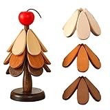 Untersetzer Holz Set für Baumkunst, 2026 Neu Weihnachtsbaum Topfuntersetzer Faltbare, 3/4 Holzuntersetzer + 1 Ständer Küchenzubehör für heiße Töpfe, Pfannen, Schüssel, Pfannenschoner (3Pcs #A)
