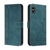 Trugox Handyhülle für Apple iPhone X/iPhone XS Hülle Klappbar Klapphülle mit Kartenfach Handytasche Handy Schutzhülle Tasche Leder Wallet Flip Case Slim Book Cover - Teal Green