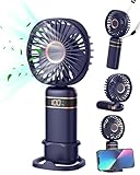 FAPPEN Handventilator, Tragbarer USB-Handventilator, Faltbarer Mini Ventilator mit Sockel und Umhängeband für Zuhause, Büro, Schlafzimmer, Outdoor, Reisen (Blau)