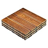 Verriegelungsfliesen für den Außenbereich, Terrassenfliesen aus Holz, Boden aus Karbonholz, 30,5 x 30,5 cm, rutschfeste Holzfliesen für Garten,
