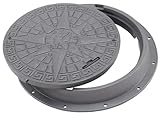 BABYLONPLAST Schachtabdeckung Kanaldeckel DN600/800 Belastbar bis 5 t (50 kN) Kunststoff Schachtdeckel Rund für Kanal Ø600/800mm 5000 kg Belastbarkeit Frost und Hitzebeständig Sicherungssystem (Grau)