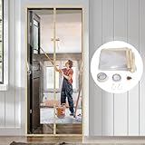 MLEJU Staubbarriere, magnetische Kunststoffabdeckung, Tür-Kit für Bau, Staubschutz während Küche, Bad und Flur, passend für Türgröße max. 91 cm B x 210 cm H