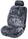 WALSER Lammfell Sitzbezug für Auto Trish, Auszeichnung Sehr Gut* Lammfell Autositzbezug, 100% Autositzbezug Lammfell, 1 Stück Lammfell Sitzbezüge Auto Vordersitze, Lammfell Autositz anthrazit