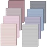 PerKoop Liniertes Nachfüllpapier, A5, bunt, 6 Ringbucheinlagen, 6 Löcher, Notizbuch, Nachfüllpapier, 960 Blatt, 20,3 x 14,7 cm, lose Blätter (weich)