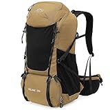 INOXTO 40L Wanderrucksack, Camping-Rucksack mit wasserdichtem Regenschutz für Herren, Outdoor-Sport, Reisen, Tagesrucksack zum Klettern (Khaki 2)