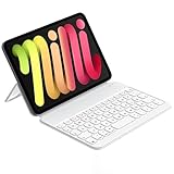 HOU Hülle mit Tastatur für iPad Mini 6,iPad Mini 7 (2024) Tastatur Smart Folio, Ultra Slim,Verstellbarer Ständer,QWERTZ,Weiß