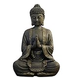 Zen'Light - Große Statue Zen Buddha 40 cm - Hervorragendes Finish, Patina-Effekt Malerei, Harz - Schönes Objekt für Dekoration und Feng Shui für das Haus - Geschenk-Idee Glücksbringer