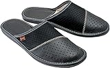 ESTRO Hausschuhe Herren Leder Herrenhausschuhe - Hausschuhe Männer Pantoffeln Herren Pantoletten Slippers M55 (43 EU, Grau)