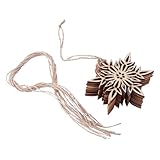 LUOEM 10Pcs Holzverzierungen WeihnachtsanhäNger Schneeflockenmuster Mit String Skandinavische Holzdeko FüR Weihnachtsbaum Und Festliche Weihnachtsdekoration