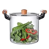 Simmertopf aus Glas mit Holzgriff, transparenter Suppentopf zum Kochen in der Küche und im Restaurant