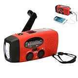 Kurbelradio mit Solar und LED Taschenlampe, Handkurbel Dynamo Notfallradio Batterie Power 2000MAH NI MH Weltempfänger für Camping und Outdoor