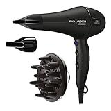 Rowenta Signature Pro CV7840F0, Secador de pelo motor Profesional AC de 2200 W, función iónica, 2 velocidades y 3 ajustes de temperature with boquillas Conzentrradoras y difusor