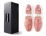 Esvioniq Herren Zedernholz Schuhspanner,Rote Zedernholz Schuhdehner mit Doppelschläuchen,verstellbare Holz Schuhspanner für Männe (1 Paar, 46-47)