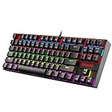 Redragon K552 Mechanische Gaming-Tastatur, RGB-LED-Regenbogen-Hintergrundbeleuchtung, kabelgebundene Tastatur mit roten Schaltern für Windows-Gaming-PC (87 Tasten, schwarz)