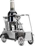 BRUBAKER Wein Flaschenhalter Golfer in einem Golfcart - Metall Skulptur - Geschenk mit Geschenkkarte