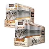 Leonardo Drink [Packung mit 2 Boxen à 20 x 40 g, insgesamt 40 Umschläge] Katzengetränk | Fleischbrühe mit Streifen | Ergänzungsfutter für Katzen (Huhn und Ente)