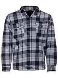 Henry Terre Holzfällerjacke Herren Hemdjacke Arbeitsjacke Hemd Flanell Jacke Thermojacke Kariert Gefüttert, Farbe:anthrazit, Größe:L