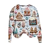 Damen Weihnachts Pullover Lässig Bedruckt Langärmelig, Sweatshirt Mit Rundhalsausschnitt, Weihnachtspullover Lustige Grafik, Modisches Sweater Ugly Christmas Günstig Winterpullover Casual Mode