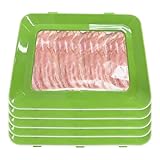 5 Stück Einmachtablett Vakuum Frischhaltetablett mit Elastischer Folie Aufschnittbox Fresh Plate Kühlschrank Organizer Aufschnitt Wurst Aufbewahrung Aufschnittboxen Grün Wiederverwendbares für Küche