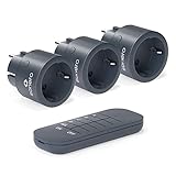 sonero ® Set mit 2300 Watt Funksteckdosen | 3 x Fernbedienungssteckdose | 1 x Fernbedienung | 1 x CR2032 Batterie, 3 V DC, anthrazit, Steckertyp - F