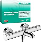 hansgrohe Ecostat Element - Wannenthermostat Aufputz, Wannenarmatur mit Sicherheitssperre (SafetyStop) bei 40° C, Thermostat für die Badewanne, Mischbatterie für 2 Verbraucher, Chrom, 13347000