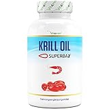 Krill Öl - 120 Kapseln - Markenrohstoff: Superba Antarktis Krillöl - Reich an EPA + DHA + Astaxanthin + Phospholipide + Omega 3 Fettsäuren - Aus nachhaltigem Anbau