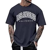 Warehouse Deals Angebote Oversized Tshirt Herren Casual Lose Rundhals Kurzarm Sommer Mode T-Shirt Mit Los Angeles Grafik Kreativen Buchstaben Sommer Elegant Bequemes Tops Leich Herren Sale Angebote