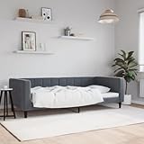 vidaXL Tagesbett, Gästebett ohne Matratze, Bettsofa Schlafsofa für Schlafzimmer Wohnzimmer, Bettgestell Lattenrost Sofa, Modern, Dunkelgrau 90x200cm Samt