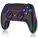 MYSTILUCK Wireless Controller für PS-5/Pro/PC/MAC/iOS/Android10/Steam Deck, Gamepad mit 7 Farben RGB Beleuchtung/Dual Vibration/Turbo/6-Achsen-Gyrosensor/Touchpad/Kopfhörerbuchse/1500-mAh-Akku