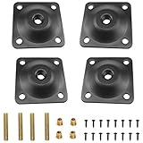 4 Stück Bein Montageplatte, Montageplatten Möbel, Schwarzes Befestigungseisenstück Mit Schrauben, für Sofa, Stuhl, Kleiderschrank, Esstisch(Schwarz)