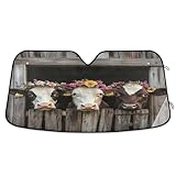 Frontscheibenabdeckung DREI Kühe Blumen Windschutzscheibenabdeckung Faltbar Autoscheibenabdeckung Einfache Lagerung Windschutzscheibe Für Die Meisten Autos Outdoor Truck M