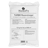 1 x 10kg HaGaFe TURBO Rasendünger mit 30% Stickstoff, Rasen – Dünger mit 120 Tage Langzeitwirkung, Stickstoffdünger, Dünger, sattes Turbo - Grün in einer Woche, 10kg für 500m²